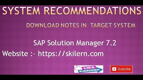 System Recommendations- Extended - SAP Solution Manager 7.2