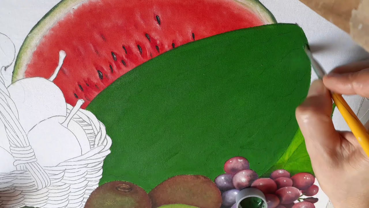 Pintura de melancia em tecido