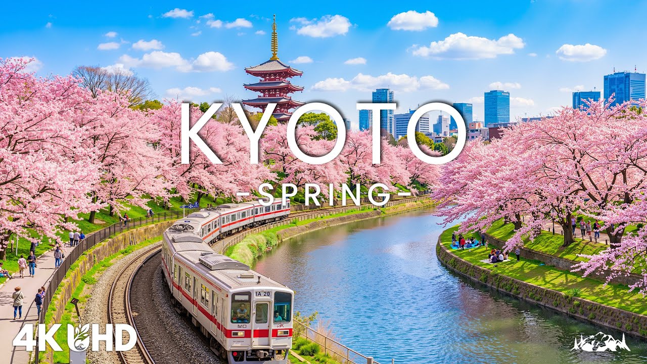 Kyoto in Spring 4K - Relaxing Music With Beautiful Natural Landscape - 4K Video UHD