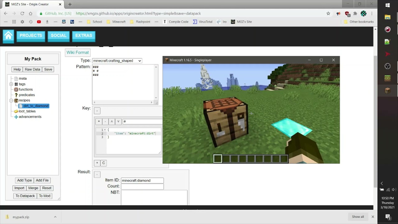 The Origin Creator A Visual Tool For Creating Custom Minecraft Datapacks Youtube
