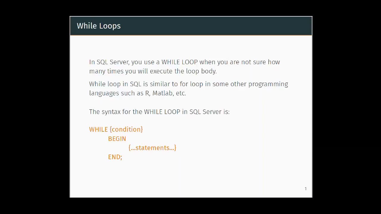7 - While Loops in SQL - YouTube