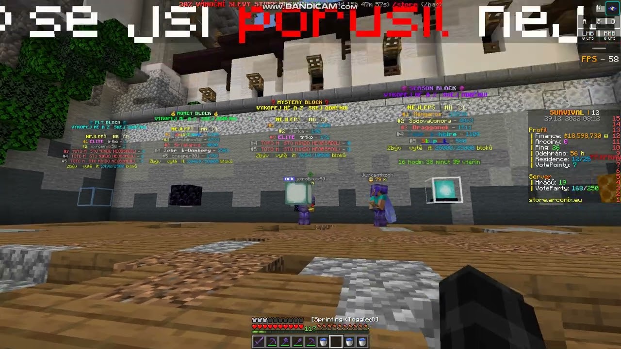 AFK MINING hráče xxrobinxx50 na serveru arconix