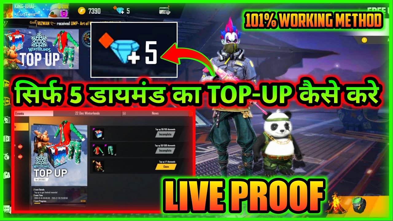 HOW TO TOP UP ONLY 5 DIAMONDS LIVE PROOF || FREE FIRE ME 5 ...