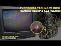 TV Toshiba Tabung 21 Inch Gambar Redup & Ada Pelangi | Gulung 1 Helai Kabel ke Ferit Flyback