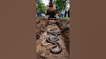 Shocking Excavator-Python Encounter!#giantpython #naturesurprise #wildconstruction #python
