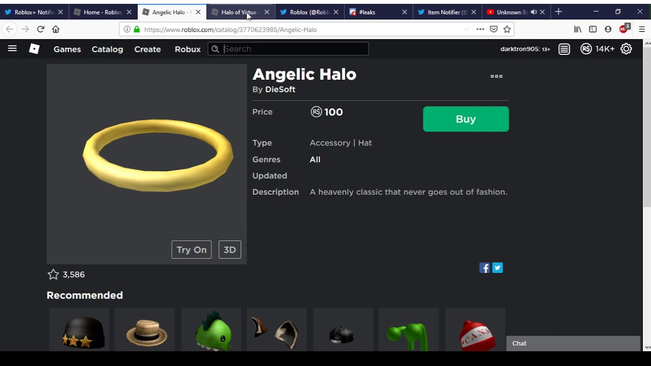 New Angelic Halo And Halo Of Virtue Roblox Youtube - halo roblox hat