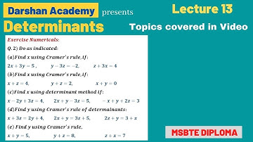 Determinants Lecture 13 || MSBTE Diploma || 1st Sem || Basic Mathematics || by Darshan Academy