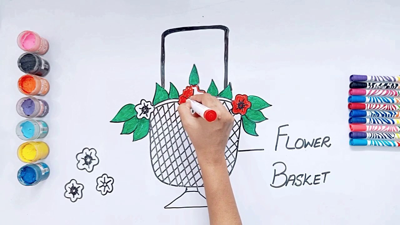 How to Draw Flower Basket Draw Flower BasketDrawing Basket of Flowers