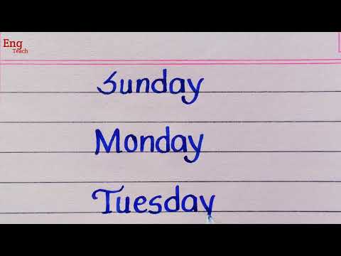 Sunday Monday | 7 days name | name of a week | Eng Teach