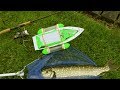 Filming with RC fishing boat pike attack underwater & catching fish.