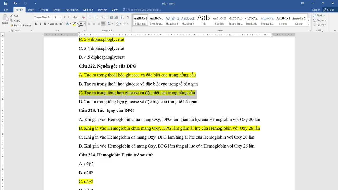 Ôn lý thuyết Hoá sinh - P2