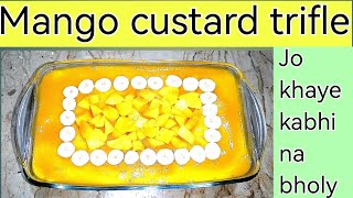 Mango custard trifle.easy custard recipe#Food Fustion#urdu!Hindi#