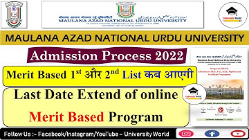 Manuu Merit Based Admission Notice 2022 || Last Date Extend, Fees, Courses || @UniversityWorld