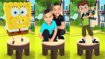 Tag with Ryan SpongeBob SquarePants VS Ben 10 Up To Speed VS CKN Toys Car Hero Run All Characters