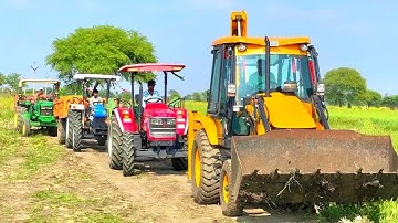 ✅New Jcb 3dx Backhoe Machine Loading Red Mud In Mahindra and Swarai Tractor|Jcb and TractorCartoon 🔥