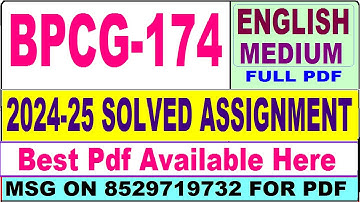 BPCG 174 solved assignment 2024-25 || bpcg 174 solved assignment 2025 in Hindi || ignou bpcg174 2025
