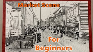How to Draw a Market Scene Composition | For Beginners | Artist Deepkaran | #composition #pencils...