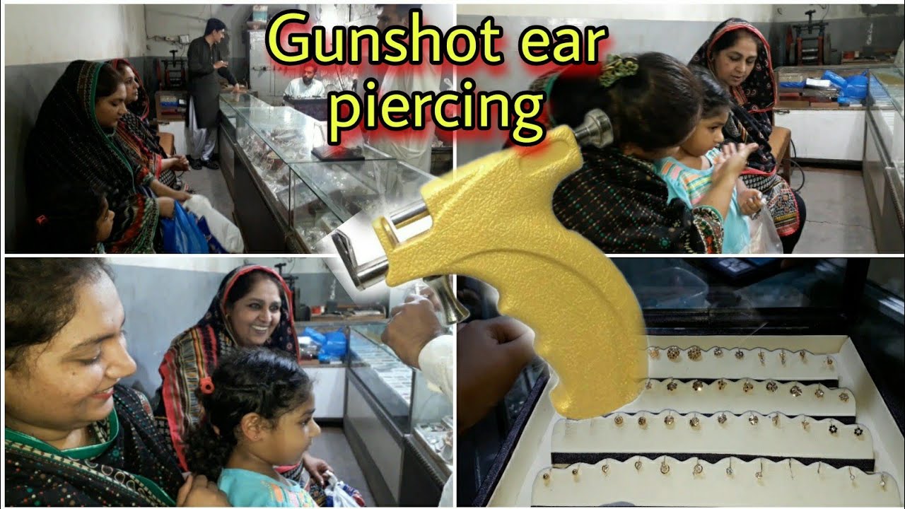 Ear piercing with gunshot No pain ear piercing Ear piercing idea