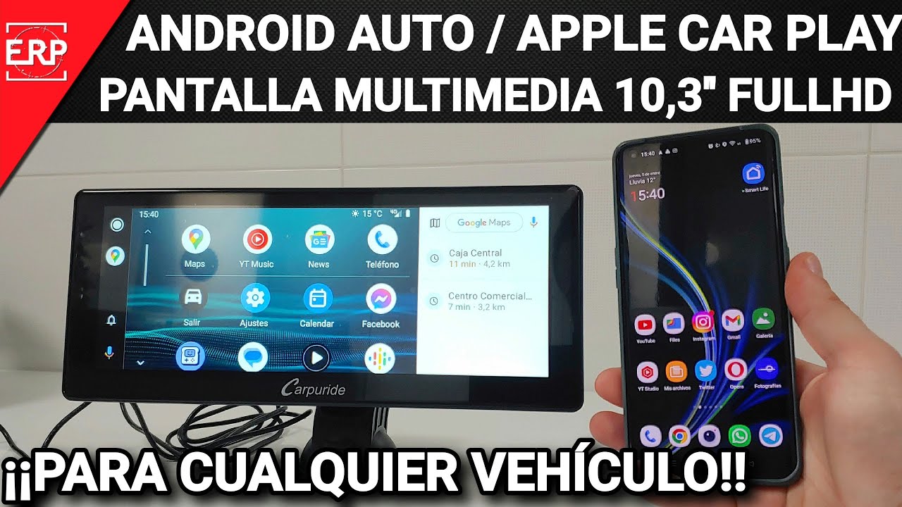 Pantalla Radio Coche Carplay Inalámbrica Dashcam 4K, Android Auto