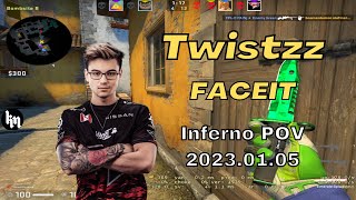 FaZe Twistzz Plays FACEIT w/f0rest/olof/hallerk/H4RR3 Inferno POV 2023.01.05 - CSGO POV