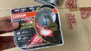 Bóng đèn Osram H7 Night Breaker 200% 12V, 55W | tăng sáng 200%, chiếu xa 150m, tăng màu trắng 20%