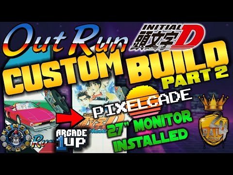 PART 2 - Custom OutRun/Initial D Arcade1Up - LIVE Modding Session (Pixelcade & 27" Monitor Install) from Kongs-R-Us