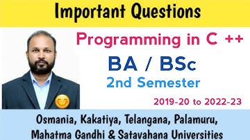 Programming in C++ | Important Questions 2023 | BA BSc 2nd Semester | UG Degree | OU KU PU TU MGU SU