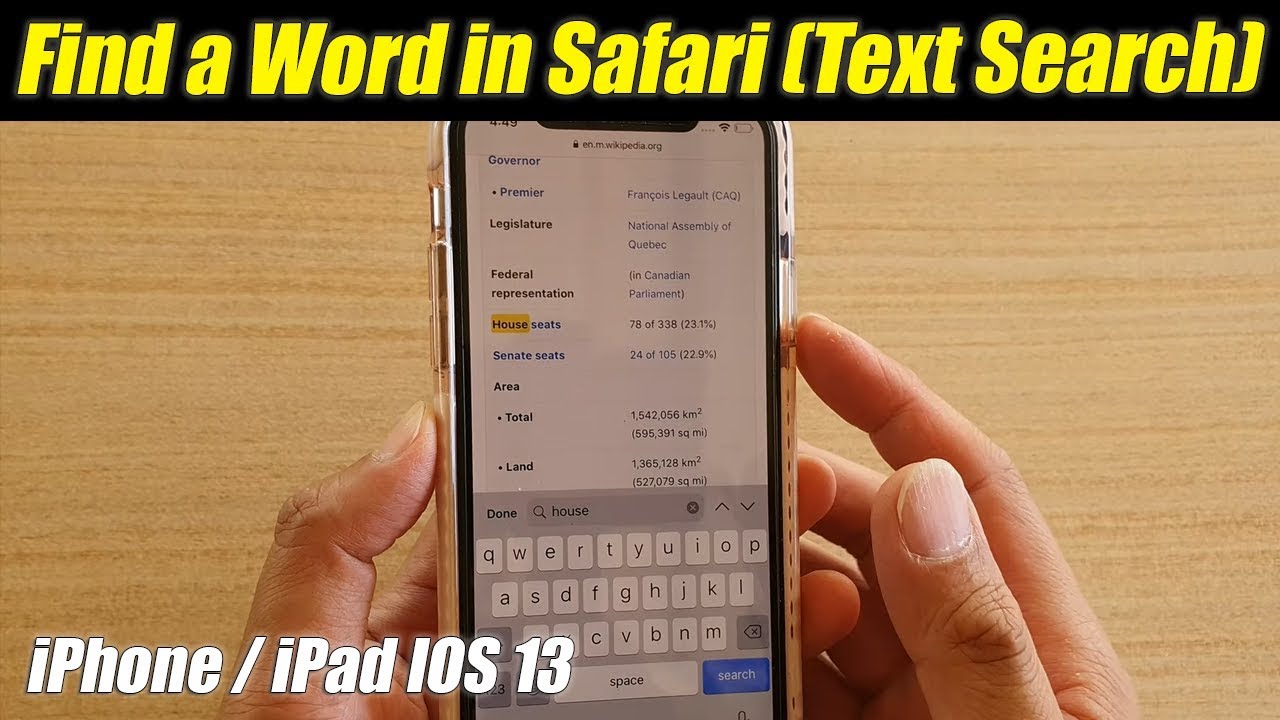 how to word search safari iphone