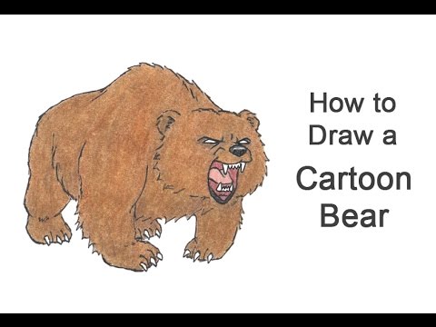 How to Draw a Bear Roaring / Growling (Cartoon) - YouTube