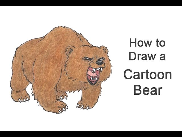 How to Draw a Bear Roaring / Growling (Cartoon) 