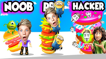 NOOB vs PRO vs HACKER In BURGER RUSH!? (ALL LEVELS!) Prezley