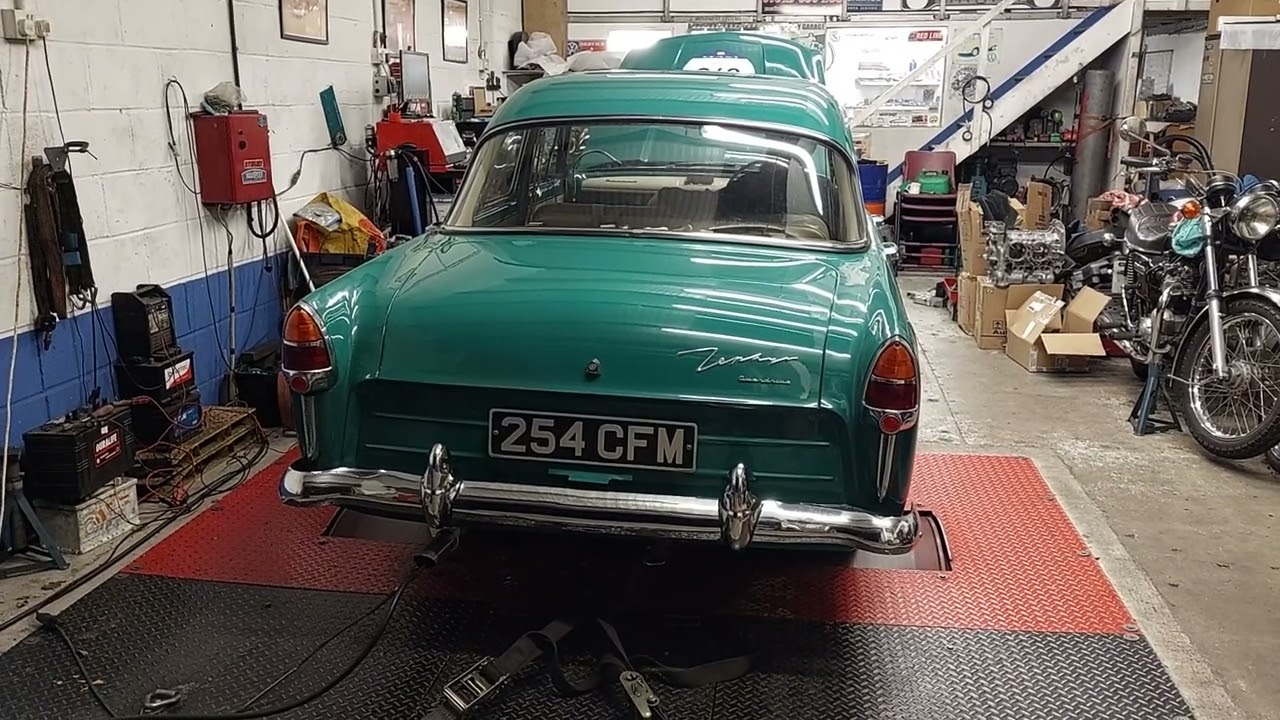 Ford Zephyr Mk2 rolling road test PERFECT EXHAUST NOTE with RAWSPEED Engine Tuning