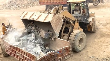 Massive Rocks Loading with Caterpillar Machine | Heavy Equipment in Action