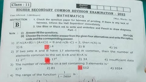 CLASS-11 MATHS REVISION EXAM QUESTION PAPER AND ANSWER KEY 2021-2022