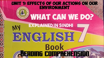 Class 7th English Unit 1 Reading Comprehension