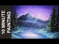 Painting a Snowy Winter Night Landscape with Acrylics in 10 Minutes!