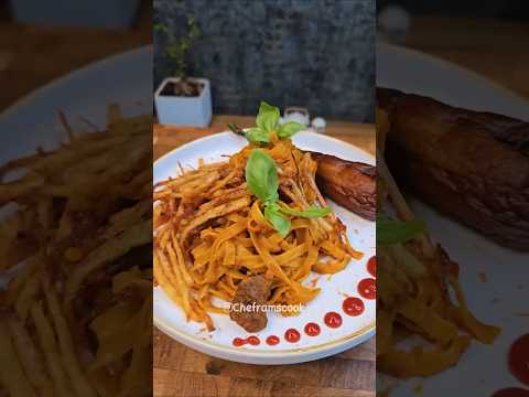 پاستای قیمه بادمجون ایرانی ایران و ایتالیا کامفورت فیوژن