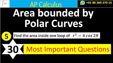 Find the area inside the lemniscate r^2=4cos(2theta) | Area bounded by polar | AP Calculus
