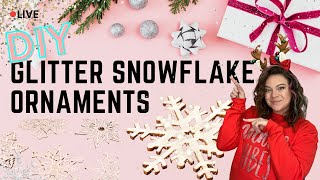 Fast and easy DIY snow Flake Glittered Ornaments