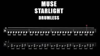 Muse - Starlight Drumless ( with scrolling drum sheet)