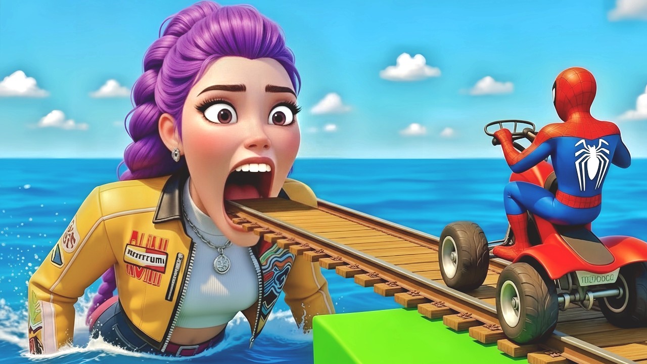 SPIDER MAN against POOR RUMI 😈 on Motorcycle in RAINBOW SPIDERS BRIDGE GTA MULTIVERSE