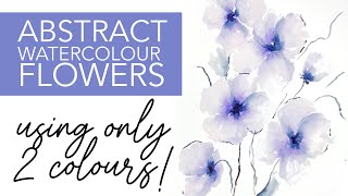 Simple Abstract Watercolour Flowers Using Only Two Colours