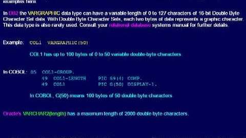SQL 050 Data Types, BLOB Binary Large Object, VARGRAPHIC