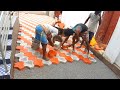 Fantastic Cosmic design-House front parking Cosmic design paver block installation on flooring