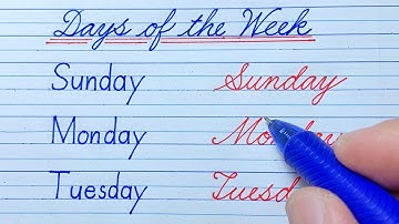 Cursive Writing vs  Print Handwriting | How to write Days of the Week in English cursive writing