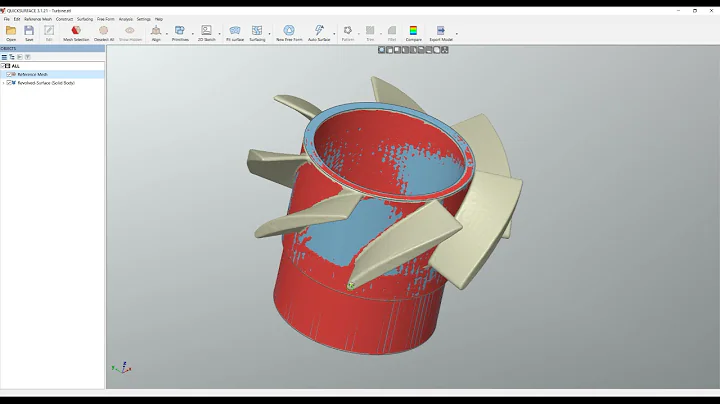 Scan To CAD Tutorial | Turbine - How to make reverse engineering with QUICKSURFACE