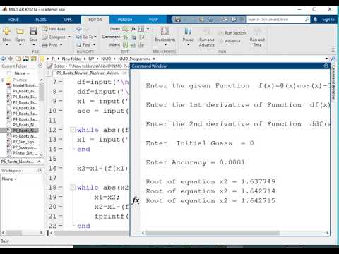 Newton Raphson Method MATLAB Program/ Code - YouTube