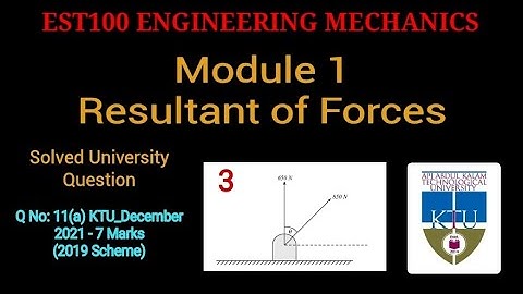 Resultant of Forces Parallelogram law KTU December 2021 Engineering Mechanics EST100
