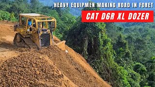 : The CAT D6R XL Opening Forest Road, Dozer Working in Mountain