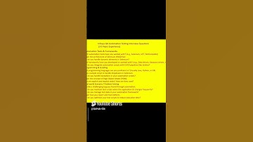 Infosys QA Automation Interview Questions (3-5 years Experience Real time Interview Questions)#qa